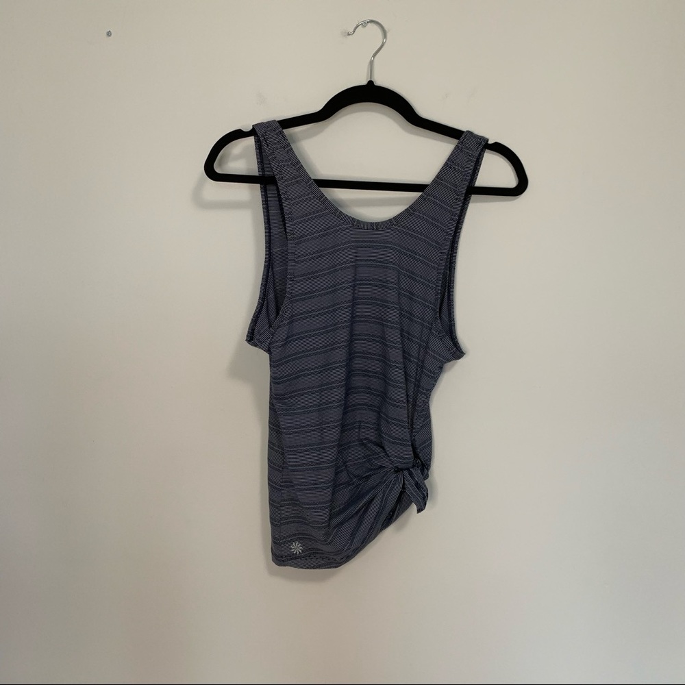 Athleta Max Out Tank Side Tie Navy Striped XXS